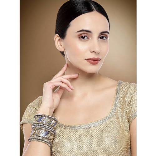Image of Peora Silk Thread Kundan & Stone Studded Chuda Bangles Set Gift for Women