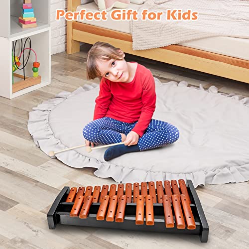 Image of Giantex 25 Notes Xylophone Glockenspiel, Wooden Percussion Instrument with 2 Mallets and Carrying Bag, Suitable for Beginner Kids School Band Music Teaching Party