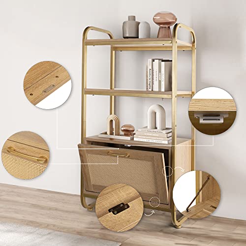 Oakrain Storage Cabinet, Kitchen Storage Cabinet With Door And Shelves, Farmhouse Rattan Cabinet Freestanding Storage Shelves For Kitchen, Bathroom, Home, Living Room #TOP6