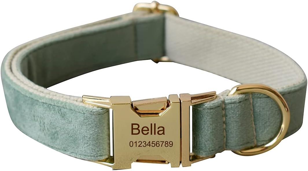 Dog Collar Custom Personalized Engraved Name and Phone Number for Puppy Small Medium Large Pets (L, Khaki) image 5