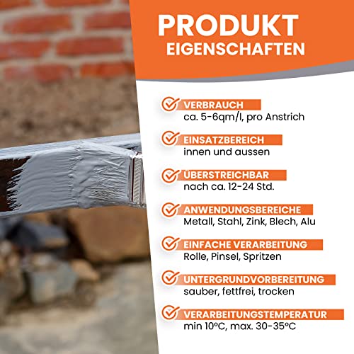 BEKATEQ Metallschutzlack 4in1 Metallfarbe 10L Tannengrün I Grundierung + Rostschutzfarbe + Zwischenanstrich + Deckanstrich I Metalllack für Dach, Fenster, Türen, Zaun LS-570