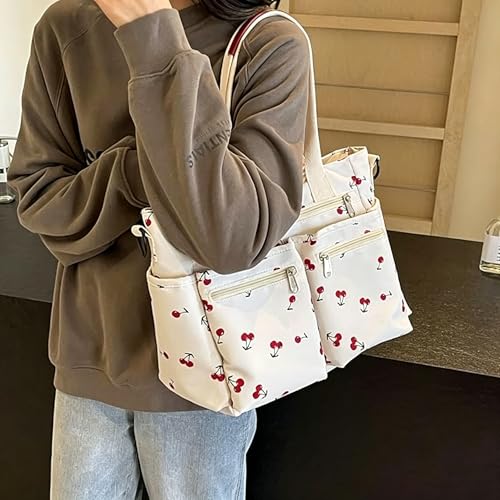 Image of Leopard Print Tote Bag for Women Everyday Work Cheetah Tote Canvas Shoulder Bag with Multiple Pockets for Travel Daily Use