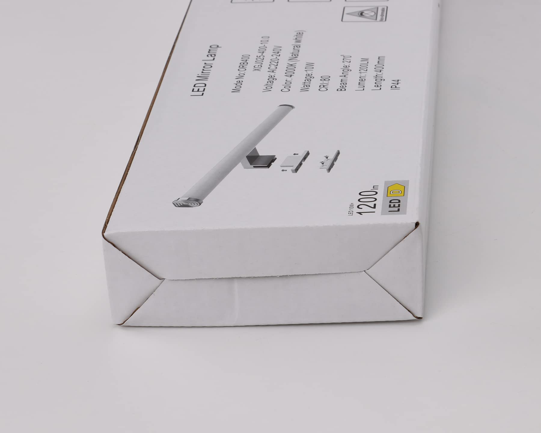 Lámpara de Espejo Baño 40 cm 10W 1200LM 230V Blanco Frío 4000K,IP44 Clase II Lámpara de Espejo de baño Delgada,Abrazadera en el Espejo/Gabinete/Iluminación de Pared