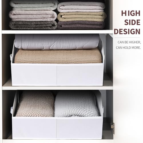 Image of Homsorout Closet Baskets for Shelves Trapezoid - Decorative Storage Baskets with Handle, Closet Bins for Organization, Shelf Storage Bins for Clothes, Books, Home, Office, 10 Pack, White