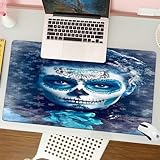 QRFASFZO Alfombrilla Ratón,XXL 80x30 cm Mouse Pad Grande Gaming, Alfombrilla Antideslizante,Tapete Escritorio con Bordes Cosidos,Fotografía del Día de Muertos - Maquillaje de Estilo con Maquillaje AZ