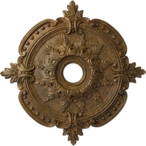Image of Ekena Millwork CM28BERZS 28-3 /8 inch x 3-3 /4 inch x 1-5 /8 inch Benson Classic Ceiling Medallion, Rubbed Bronze