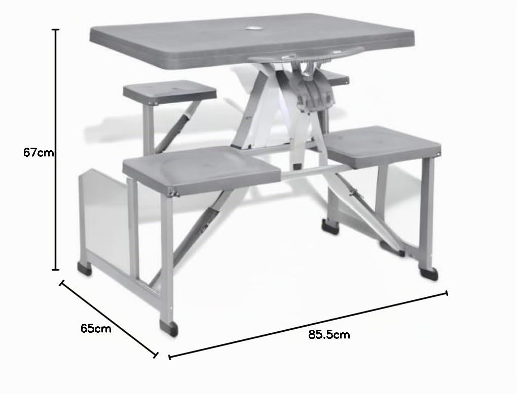 vidaXL Ensemble de Table Pliable de Camping avec 4 tabourets Aluminium