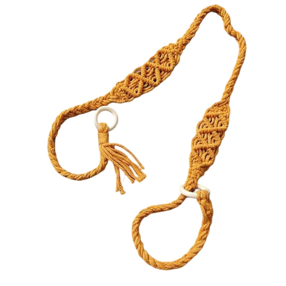 Boho Macrame Yoga Mat Strap – Adjustable Cotton Yoga Mat Carrier with Wooden Rings – Handmade Yoga Sling for Women – Mustard Yellow FULL SIZE 65 IN-image-25