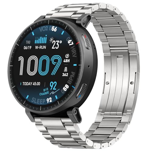 �`�^�������� �����p�E�H�`�o���h �݊���For Amazfit Active Max 48mm�X�}�[�g�E�H�b�`�Ɏg�p�\ �y�ʃE�H�`�o���h ���� �o���h �����x�ϋv�� �ϐH�� 22mm �ėp�o���h �������߉\ �H��t�� (�V���o�[)