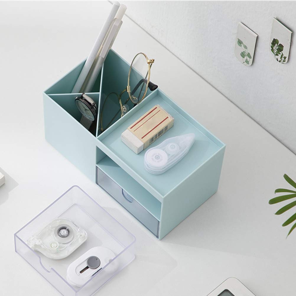 Organizador de Maquillaje cosmético con cajón Caja de Almacenamiento de cosméticos Organizador de plástico para artículos de papelería de joyería (Azul)