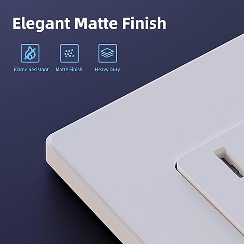 Miniatura 2 de ELEGRP Enchufe eléctrico de pared estándar de color blanco mate, 15 A, 125 V, 2 polos, 3 cables, no resistente a manipulaciones, NEMA 5-15R,