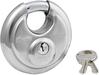 Master Lock 40DPF Stainless Steel Discus Padlock - 2-3/4in Wide, Weatherproof Shackle for Gates, Sheds & Garages