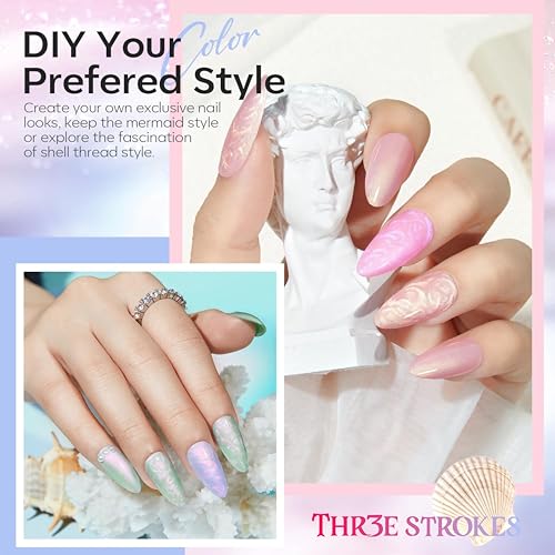 Image of THR3E STROKES Gel Nail Polish Set - 6 Colors Gel Polish Glitter Gel Polish Sparkle Nail Polish Gel Manicure DIY Salon Nail Art Gifts (PEARL P85, 7.5ML)