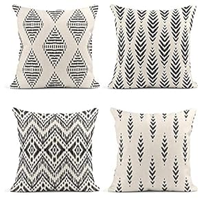 ArtSocket Set of 4 Throw Pillow Covers Ikat Tribal and Boho Bohemian Black Ethnic Herringbone for Ideas Decor Linen Outdoor Pillow Cases Home Decorative Square 26x26 Inches Pillowcases ArtSocket Set of 4 Throw Pillow Covers Ikat Tribal and Boho Bohemian Black Ethnic Herringbone for Ideas Decor Linen Outdoor Pillow Cases Home Decorative Square 26×26 Inches Pillowcases