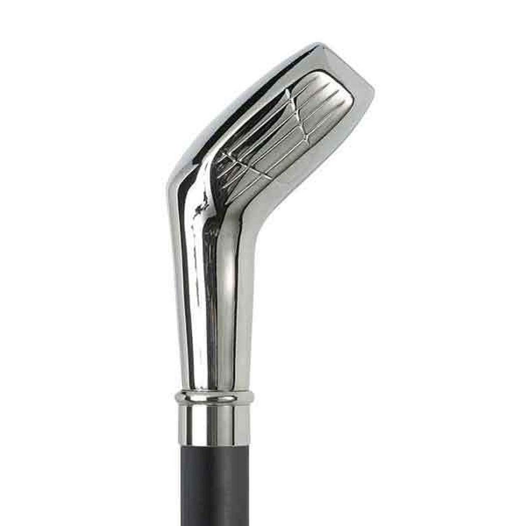 DELFA Design łyżka do butów 70 cm z srebrnym uchwytem w kształcie klubu golfowego - czarny drewniany trzonek z pętelką - elegancka pomoc w zakładaniu butów