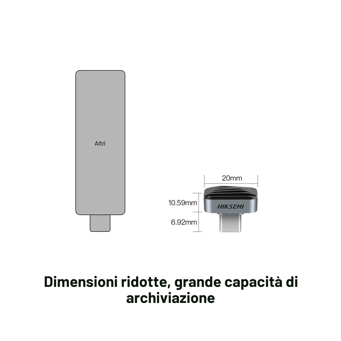 HIKSEMI Chiavetta USB 128GB, Unità Flash a Stato Solido USB 3.2 Velocità Fino a 450 MB/s, Mini Type-C SSD Esterno per iPhone 15/16, Laptop, MacBook, Android, TV, Audio per auto