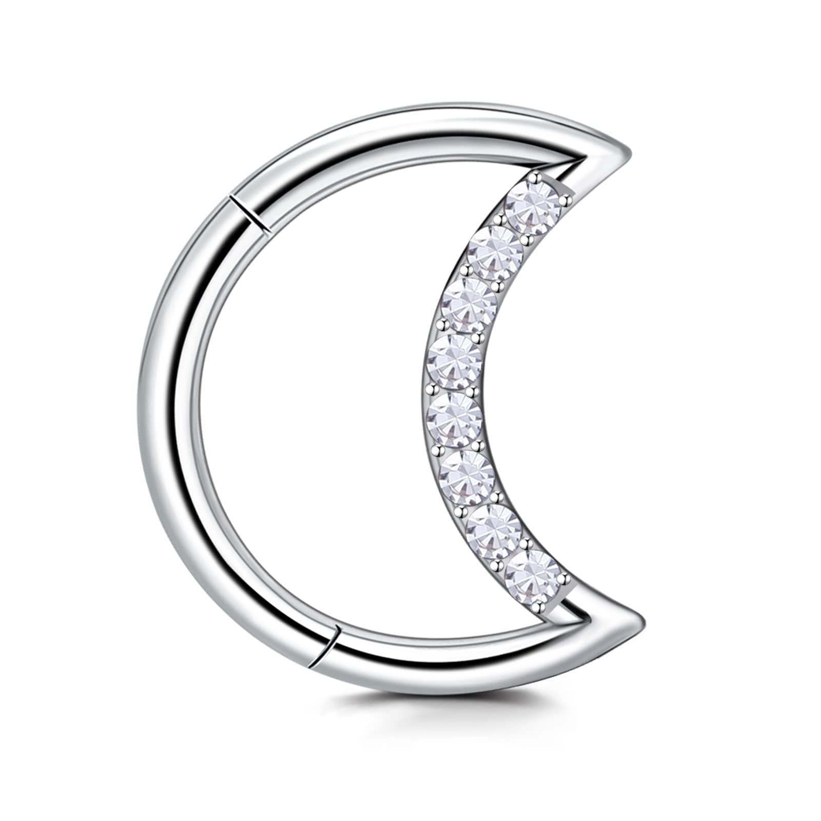 Briana WilliamsPlata Anillos de Nariz Clicker Hinged Septum 8mm 10mm Acero Inoxidable Helix Daith Tragus Anilli Piercing Oreja