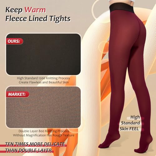 Image of Fleece Lined Tights Sheer Women,Fake Translucent Warm Pantyhose Leggings Sheer Thermal Tights for Women in Winter.