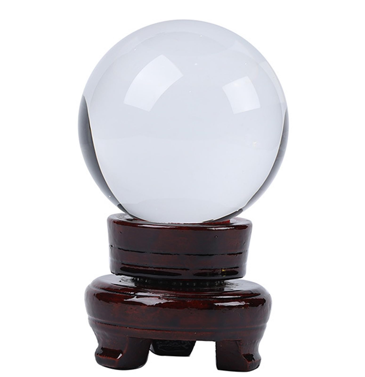 LTRAJUYNH Clear Crystal Ball with Stand,Large Handcrafted Photography, Glass Orbs Magical Accessory for Home & Party Decor Gift,11cm/4.3in