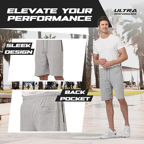 Ultra Performance 3 Pack Mens Shorts Casual Men's Athletic Short Workout Gym Shorts for Men with Zipper Pockets, Small - 5X4
