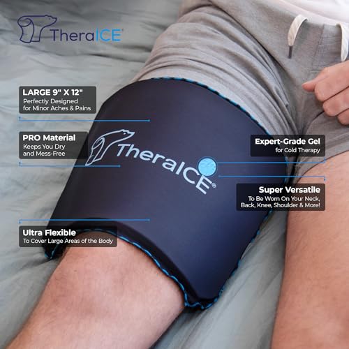 Image of TheraICE PROpack Ice Pack for Injuries, Reusable Soft Multipurpose Cold Gel Ice Pack for Muscular Back Pain, Shoulder, Hip, Knee - Flexible Cold Compress Wrap for Minor Aches & Pains - 9 x 12