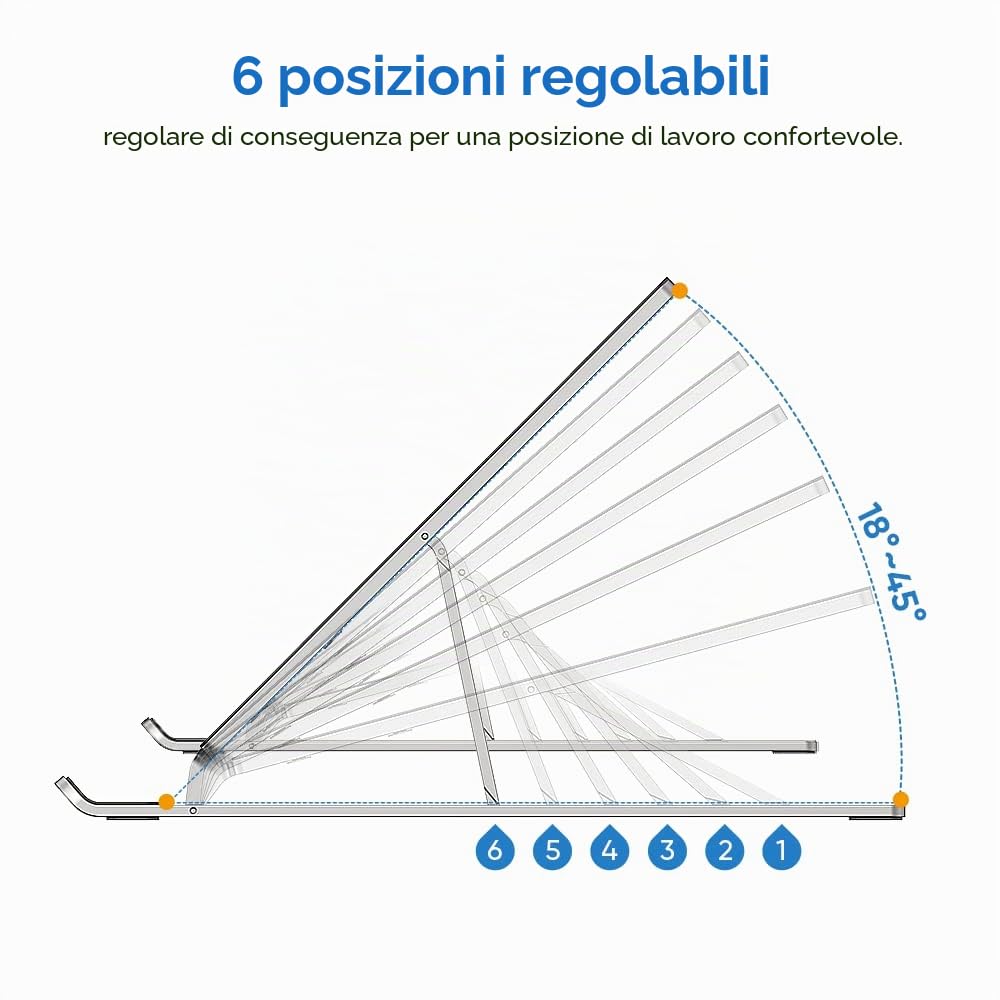 XP-PEN ACS05 - Supporto per tablet portatile con 6 angoli regolabili, stabile e pieghevole, compatibile con tablet, laptop, monitor da disegno, telefoni cellulari da 12 a 16 pollici
