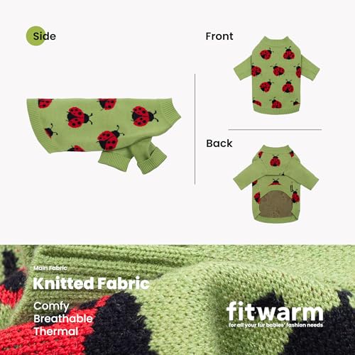 Image of Fitwarm Ladybug Dog Sweater, Warm Dog Winter Clothes for Small Dogs Boy Girl, Pet Outfit, Green, Red, Black, Large