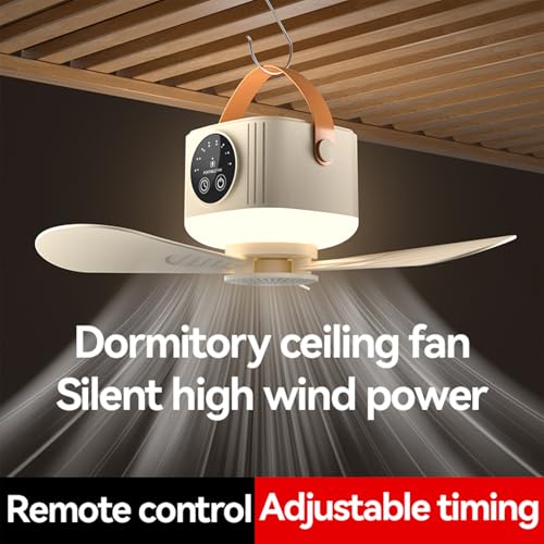 Ventilador de techo para camping y dormitorios estudiantes recargable con mando 7