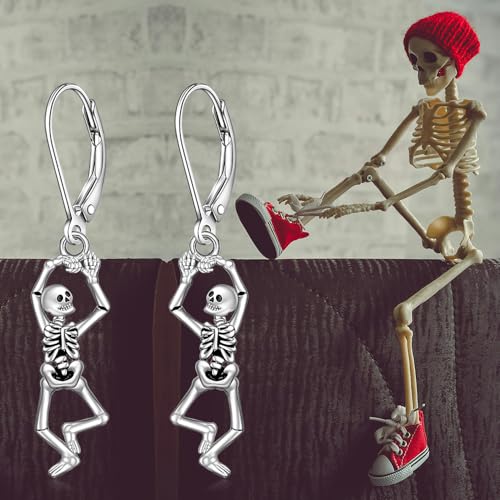 Skeleton Earrings for Women Halloween Skull Earrings Dangle for Costume and Parties Scary Skeleton Bone Drop Earrings Retro Halloween Accessories 6