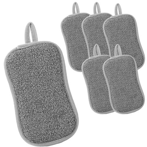 6 Piece Reusable Washing Up Sponge,Soft Quick Double Sided Kitchen and Bathroom Cleaning Products,Multipurpose Dish Scrubber Sponges for Cutlery, Kitchen, Bathroom, Glass
