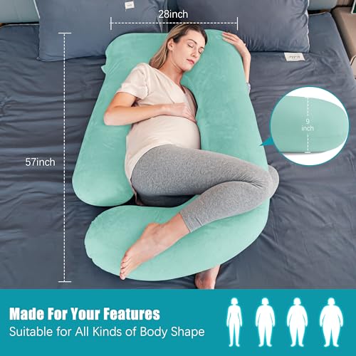 Image of Cute Castle Pregnancy Pillows, Soft U-Shape Maternity Pillow with Removable Cover - Full Body Pillows for Adults Sleeping - Pregnancy Must Haves - Jumbo 57 Inch - Turquoise