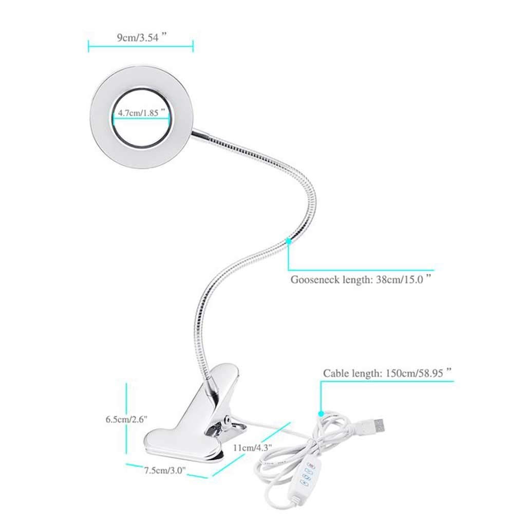 Lampka biurkowa Eye-Chrotect Night Light For Computer, E-Reader Lampa Dioletowa Lampa z zaciskiem Dimmable Reading Light Eye-Care Lampa stołowa USB architekt biuro (Color : A)