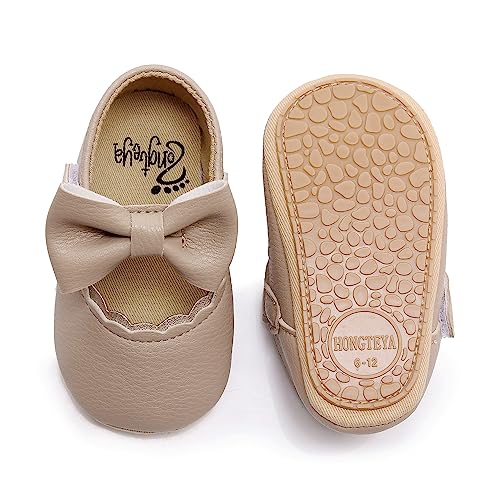 HONGTEYA Infant Baby Girls Mary Jane Flats Non Slip for Toddler First Walkers Soft Sole PU Leather Crib Shoes Sneaker Wedding Party Christmas Princess Dress Shoes Baby Moccasins Girls