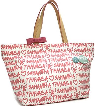Amazon サマンサタバサ チャリティートート バッグ ローラコラボバッグ ピンク ホワイト リボン 缶バッチつき 中古 Samantha Thavasa サマンサタバサ トートバッグ