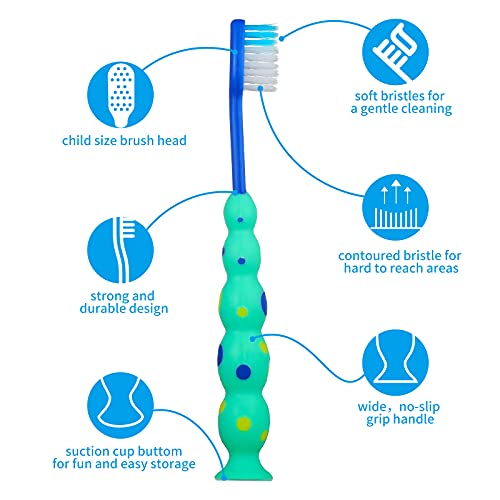 Lauwell Toddler Toothbrush Kids Manual Toothbrush Individually Wrapped Toothbrushes With Covers Suction Cup Toothbrush Lovely Soft Bristle Animal Toothbrush For Kids Sensitive Teeth (12 Pieces) #TOP1