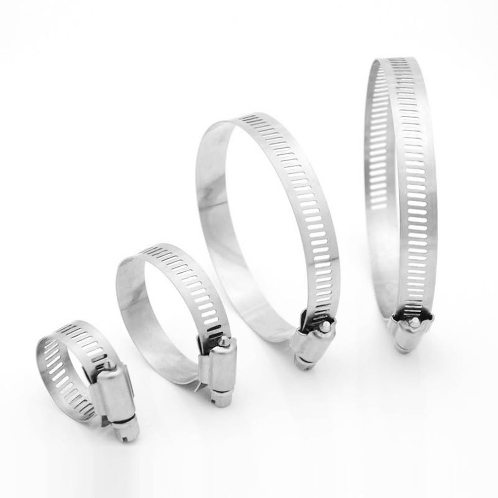 ACVACV 10pcs Stainless Steel Adjustable Drive Hose Clamp Fuel Line Worm, Size Clip Hoop Hose Clamps(27-51mm)