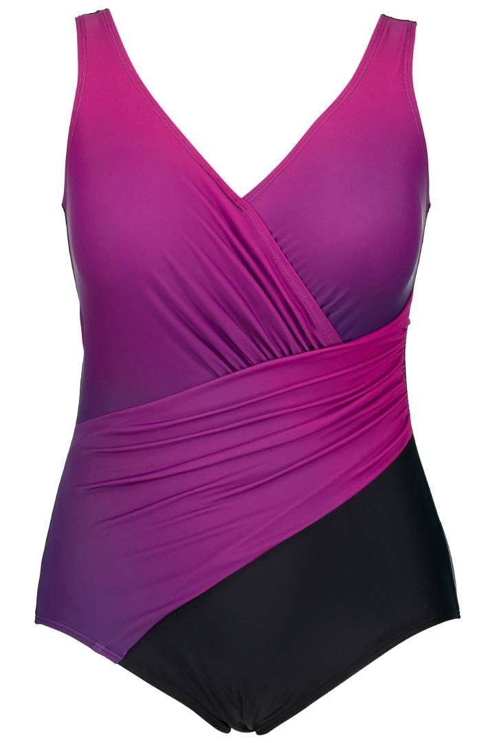 Ulla Popken Damen, Farbverlauf, Softcups, Struktur, Drapierung Badeanzüge