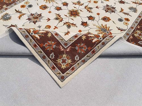 Image of Sifa Carpet Crafted with Care: Premium Hand-Tufted Wool Carpets Royanna Traditional Design Handmade Area Rugs, for Your Room Beige Color Size 5x7 feet (150x210cm)