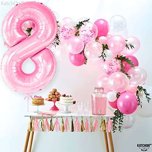 Image of KatchOn, Giant Light Pink Number 8 Balloon - 40 Inch, Pink 8 Balloons