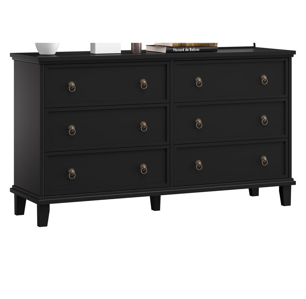COWMOU Black Dresser for Bedroom, 53.1'' Wide Chest of Drawers with 6 Drawers, Large Storage Wooden Dresser for Living Room, Entryway, Hallway : Home & Kitchen