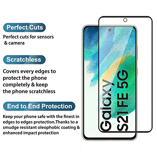 Image of Screen Protector for Samsung Galaxy S21 FE 5G (Black) Tempered Glass Edge-to-Edge 6D Screen Guard With Installation Kit