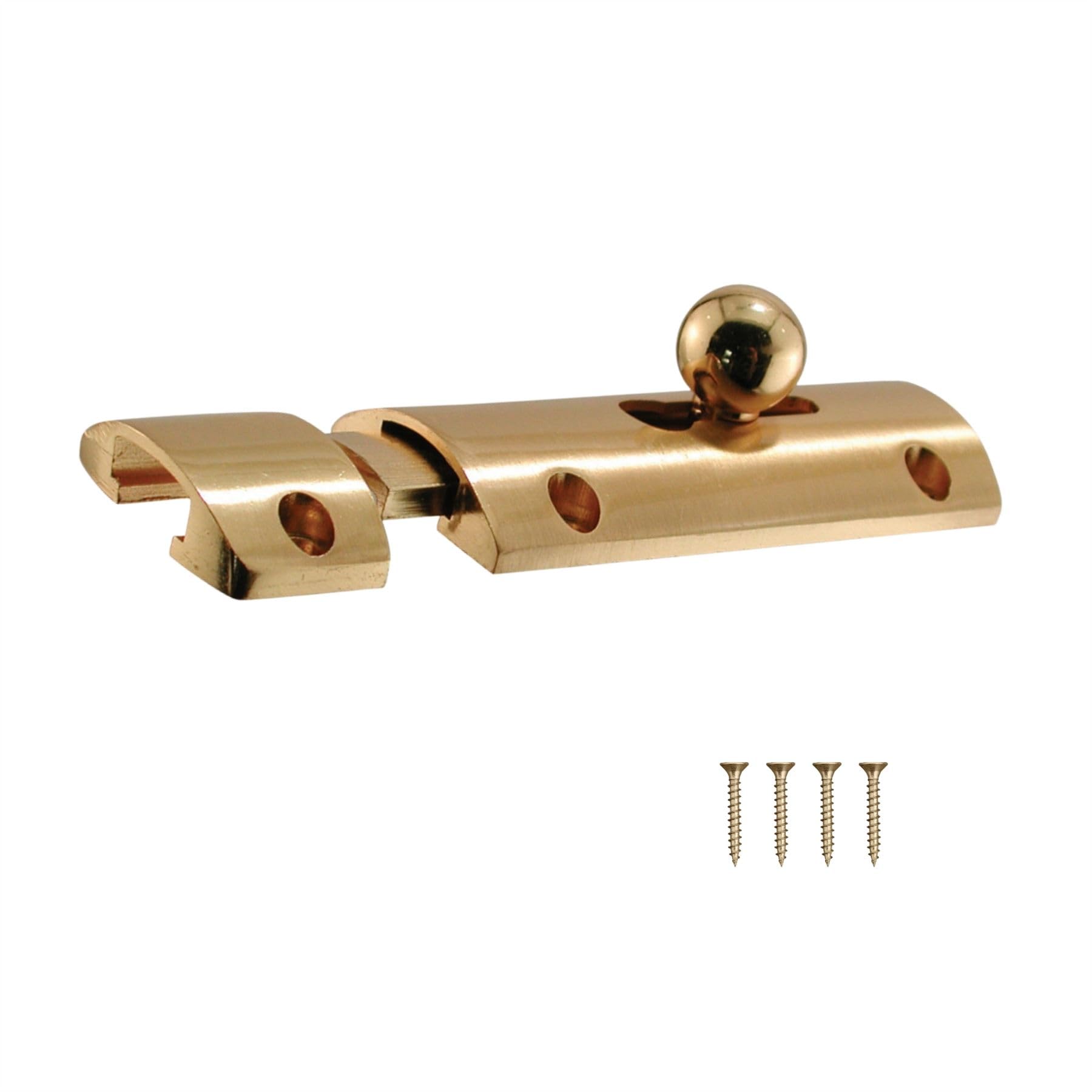 Keypak Convex Door Bolt 76mm – Polished Brass Durable Internal Lock for Doors, Cabinets & Cupboards – 1 Pack