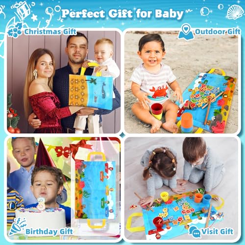 Image of Wooden Toddler Toys Fishing Game: Montessori Sensory Toys for 1 2 3 Year Old Boys Girls - Birthday Baby Gifts for 1 2 3 Year Olds - Color Sorting Shape Learning for Kids
