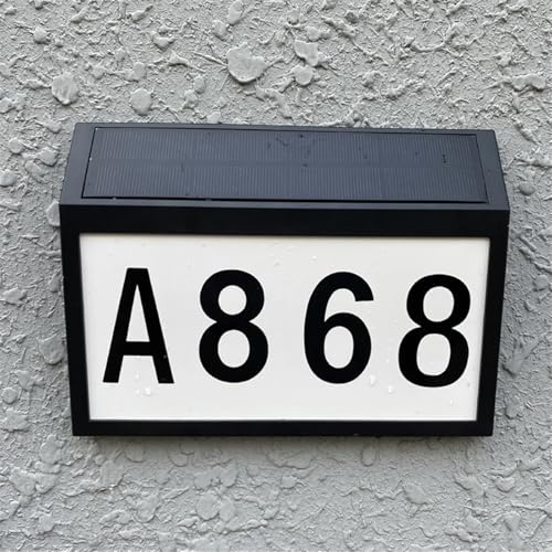 Plaque d'immatriculation de maison lumineuse solaire LED bronze avec applique d'adresse extérieure