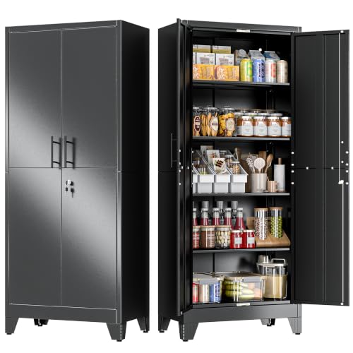 Image of GAIOUS 71 inch Tall Metal Pantry Storage Cabinet with Lock, File Cabinet Black