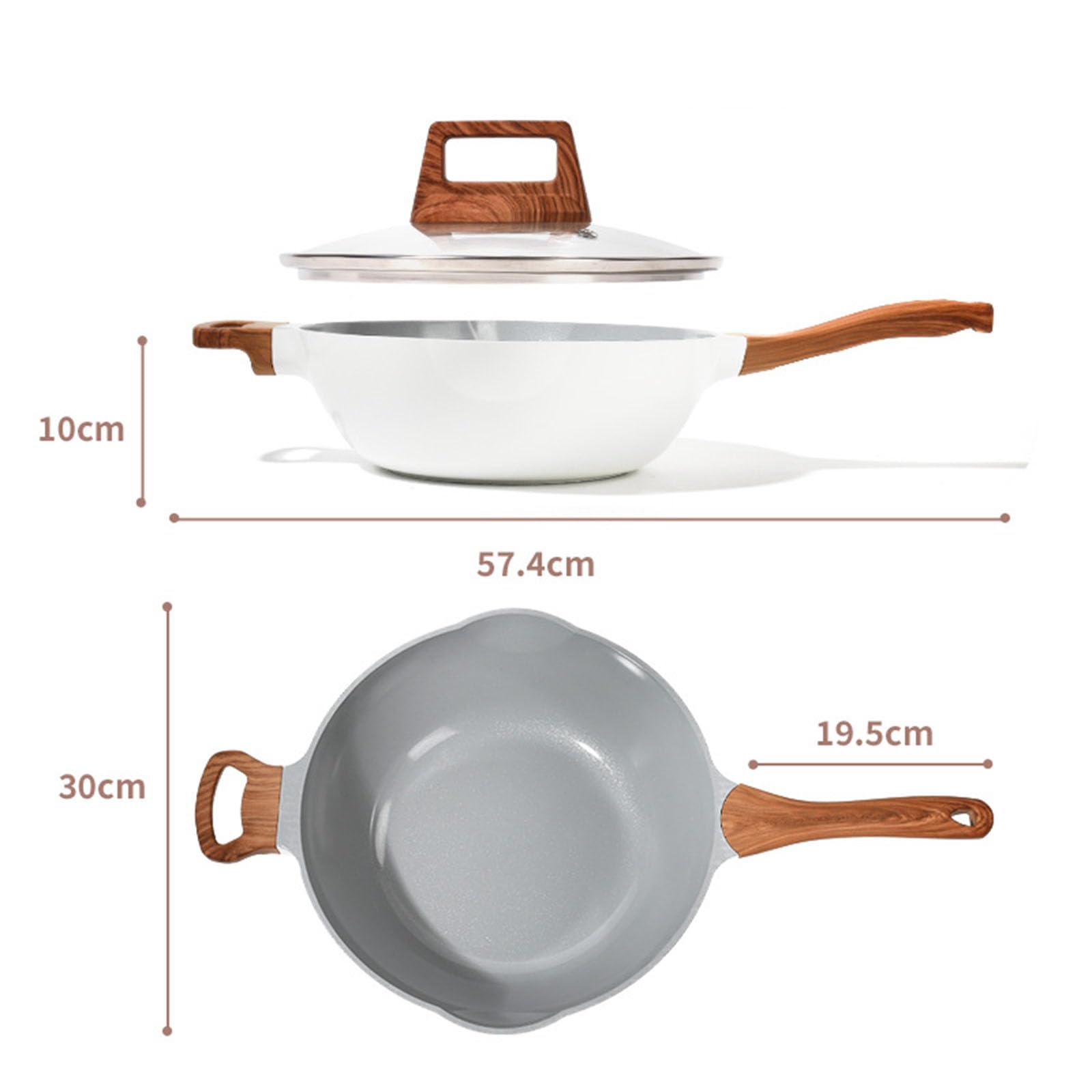 Panecz Bezstania, Aluminium Aluminium Nietoperzowe Nietopiane Patelnie Z Pokrywką, Zdrową Powłoką Ceramiczną, Bez Pfoa, Naczynia Kuchenne Dla Wszystkich Kuchennych(Size:30CM,Color:a)
