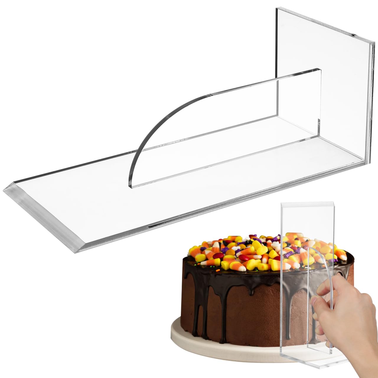 PRETYZOOM Carol - 1 rascador acrílico con borde afilado, borde más suave para fondant, para hornear, masa, acriyli, pastel, galletas, pasteles, herramienta de alisado transparente
