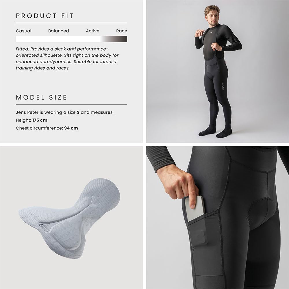GripGrab PACR Thermo Bib Tights męskie zimowe spodnie zimowe MTB Gravel Bike spodnie rowerowe długie z wyściółką spodnie rowerowe