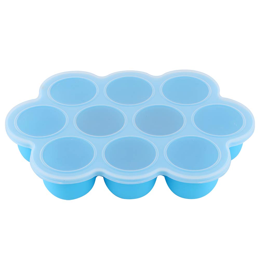 Gefrierschrank, Silikon, spülmaschinenfest, mit Deckel, 10 einzelne Löcher für den Heimgebrauch für Eiswürfelformen (blau)