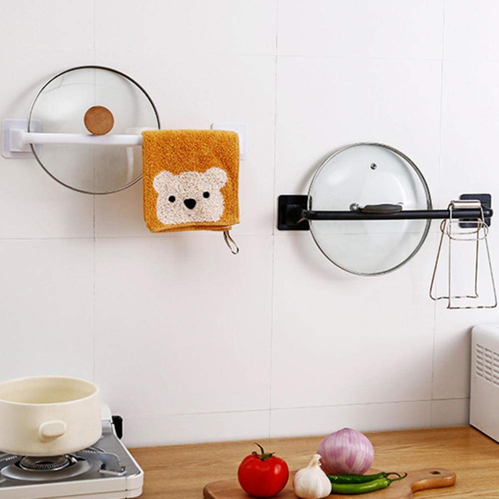 Toallero adhesivo para pared para baño y cocina, barra autoadhesiva (negro)